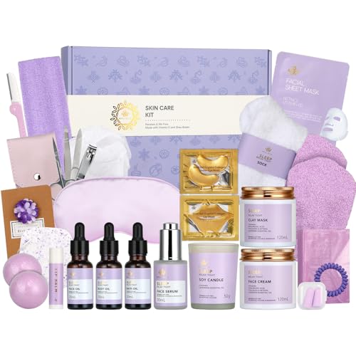 Mother's Day Gift for Mom, 30Pcs Lavender Skin Care Gift Set for Women, Bath & Body Gift Set, Self Care Kit, Essential Oil, Anniversary, Serum, Pampering Gift, Birthday, Christmas, Wife
