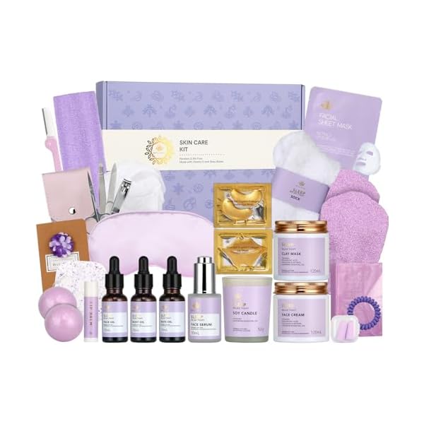 Gifts for Women, 30Pcs Lavender Skin Care Gift Set for Women, Bath & Body Gifts Basket Set, Home Spa Self Care Gift, Essential Oil, Anniversary, Face Serum, Pampering Gift, Birthday, Christmas, Wife
