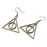 Alloy Handmade Harry Potter Deathly Hallows Dangle Earrings (Bronze)