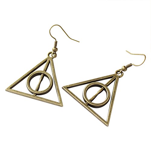 Alloy Handmade Harry Potter Deathly Hallows Dangle Earrings (Bronze)