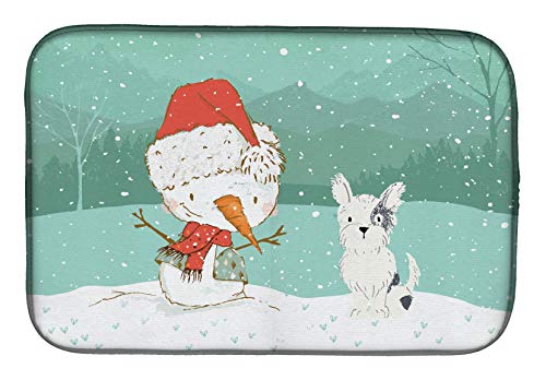 Tapis d'évier absorbant polyester imprimé terrier de Noël Ck2095ddm - 2