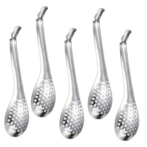 KICHOUSE 5pcs Stainless Steel Spoons Fine Mesh Kitchen Colander Strainer for Bars Home