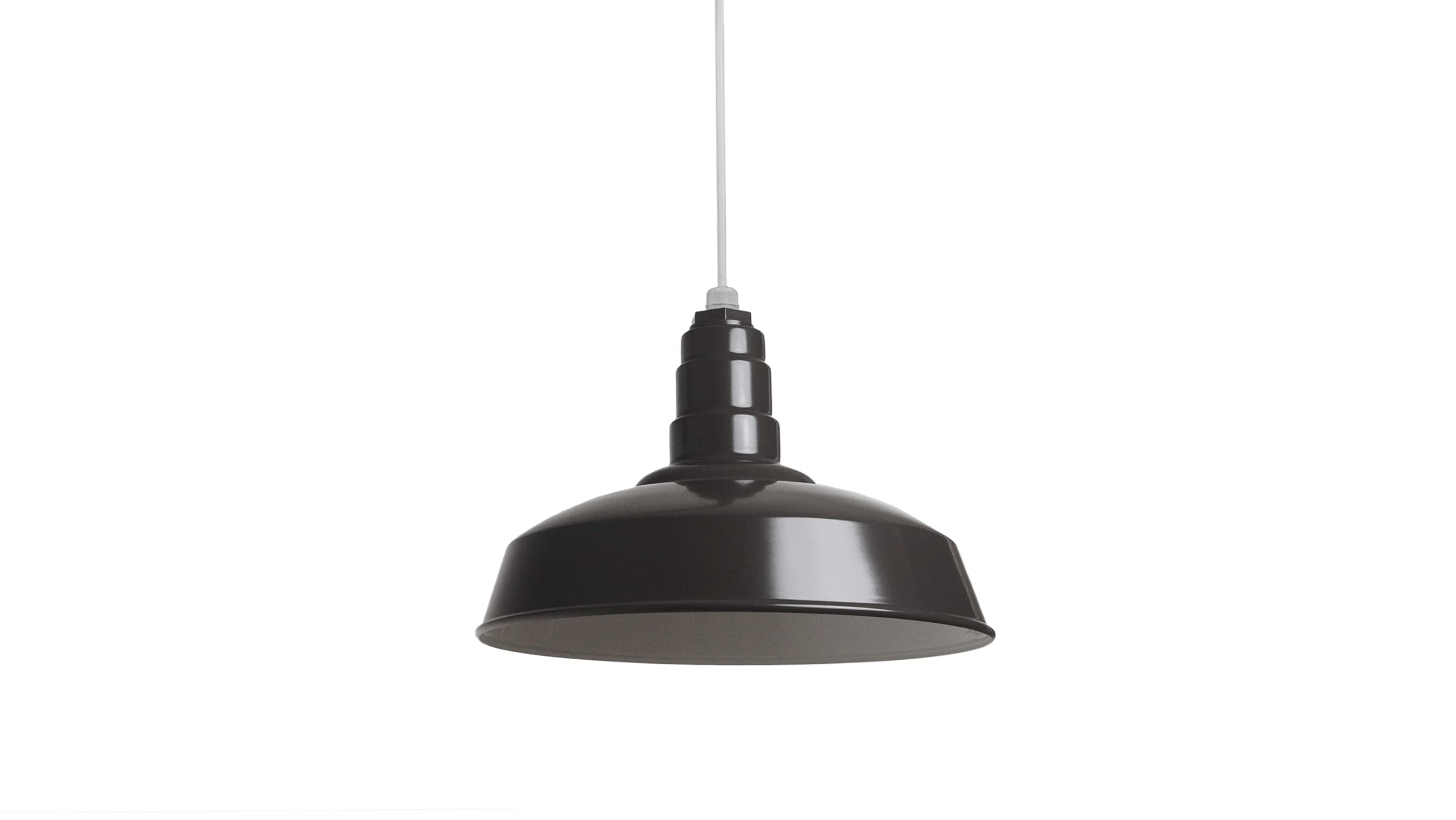 4ft White Cord Barn Light Pendant 16" Dome | Garage Workshop | Dark Bronze