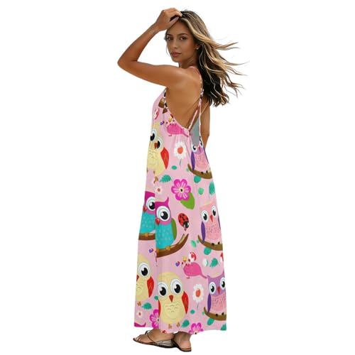 Robe de plage sexy en mousseline fluide motif chouette