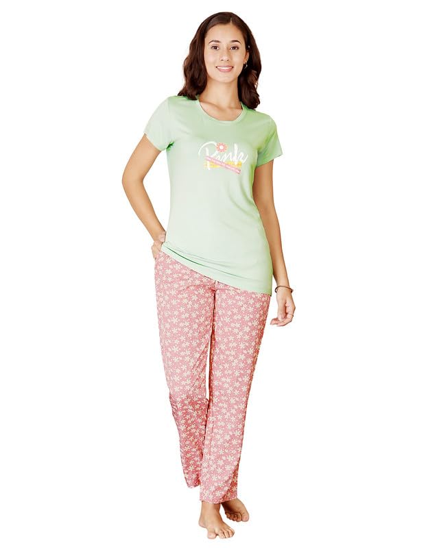 Women's Cotton Printed T-Shirt and Payjama Set | Soft & Breathable Nightwear | Short Sleeves | Loungewear Co-Ord Set BSLS15010-image-34