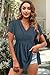 OUGES 2025 Womens Maternity Nursing Tops/Shirts Short Sleeve Wrap V Neck Tie Back Pleat Peplum Maternity Clothes/Tunic Casual Pregnancy Blouse(Haze Blue,L)