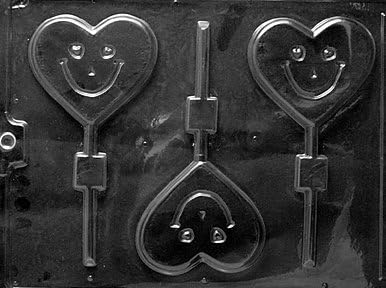 Smiley Face Heart Plastic Lollipop Mould 3 on 1 - Chocolate Mould/Mold