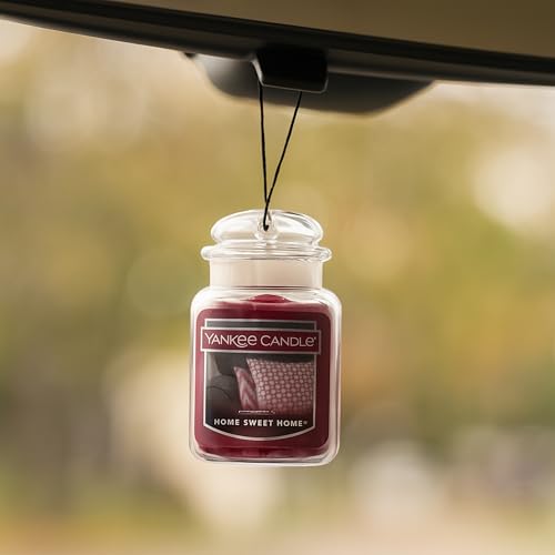Image of Yankee Candle Car Jar Ultimate Air Freshener, Hanging Car Freshener, Long Lasting Car Fragrance, Home Sweet Home (Pack of 12)