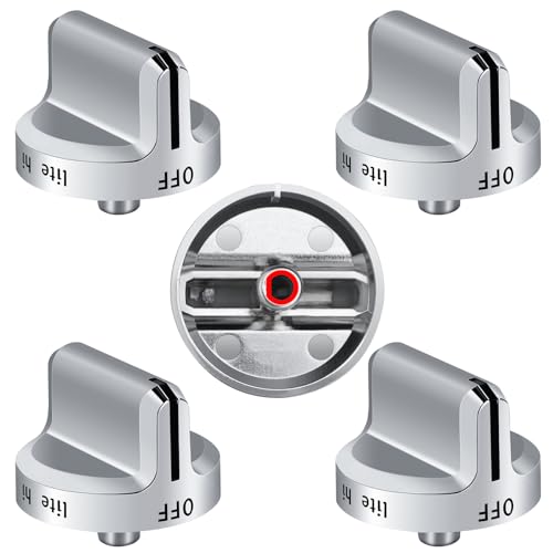 TURNEGOO Upgrade 5304502763 Stove Knobs Replacements Reinforced Stainless Steel Protection Ring Only Compatible with Frigidaire Gas Range/Oven/Stove Knobs (5 Pieces)