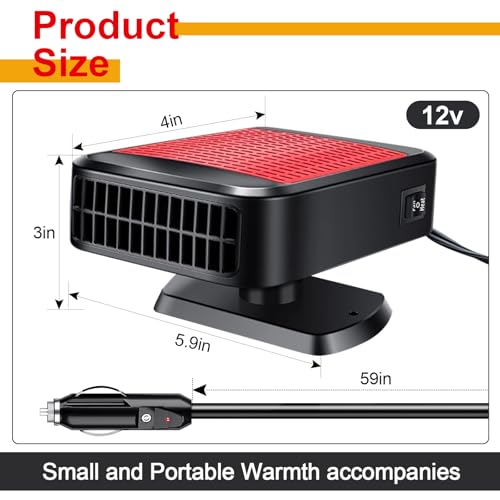 Image of Car Heater,12V 200W Portable Car Heater 360Rotation 2 in 1 Heating & Cooling Fan Windshield Demisting Defroster Plug Into Cigarette Lighter for All Cars(red)