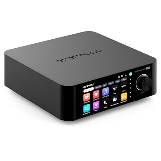 EVERSOLO Play All-in-One Musik-Streamer mit Verstärker | 5,5-Zoll-Touchscreen, unterstützt Multi Room & Room Correction, Stream Tidal, Qobuz, Amazon Music & More | Schwarz (Standard Edition)