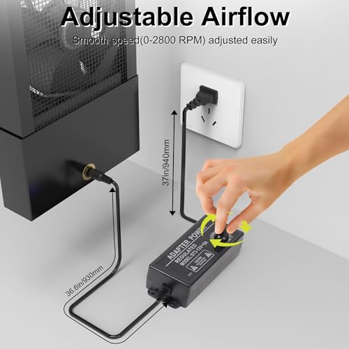 Image of 37.4-39.4 Inch Vertical Window Fan for Sliding Windows - Securely Fit Top and Bottom Frame with Variable Speeds for Large Spaces, Garages, or Smoky Areas-Exhaust Only (Black)