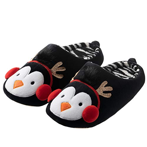 Tofern Chaussons en mousse à mémoire de forme pour homme et femme - Noir - Bois de pingouin., 42/44 EU