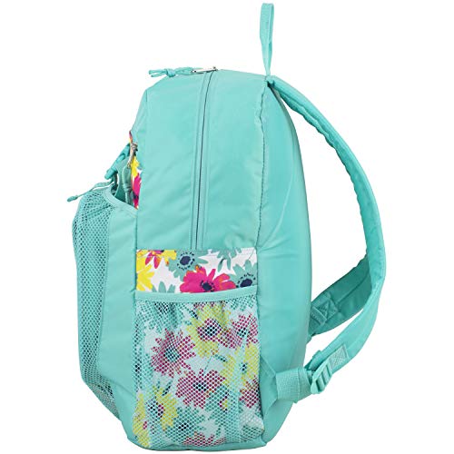 Fuel Backpack With Lunch Box Combo – 18.5” Two Compartment Water Resistant Durable Adjustable Straps With Side Water Bottle Pockets 2 In 1 Set – Floral/Turquoise #TOP3