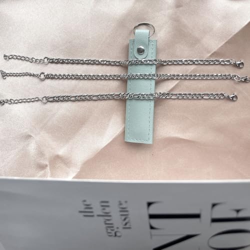 Silver Ankle Bracelets for Women Waterproof Stainless Steel Anklet Adjustable Layered Cuban Silver Anklets Set Summer Beach Foot Jewelry Gift 7