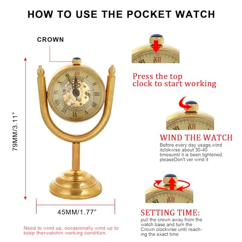 Image of Unique Ball Shaped Uncovered Mechanical Pocket Watch for Men, Roman Digital Dial Mechanical Pocket Watch with Chain