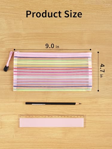 Image of JARLINK 20 Pack 10 Colors Zipper Mesh Pouch, Zipper Bag Multipurpose Travel Bags for Office Supplies Cosmetics Travel Accessories Multicolor