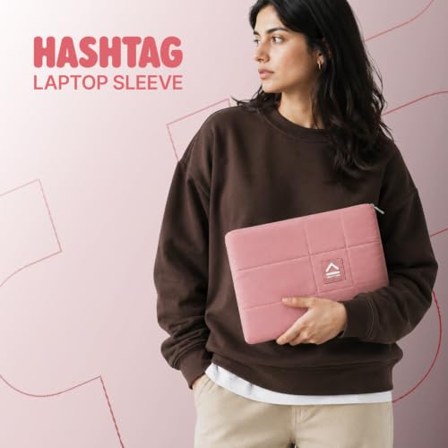 Image of uppercase Hashtag 14 Inch Laptop Sleeve Padded Compartment Protective Case Slim Lightweight Water-Resistant Zipper Closure for Office Travel Daily Use (Pink)