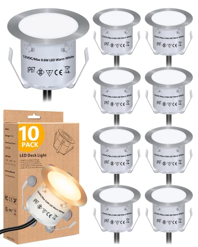 HIBOITEC Low Voltage Deck Lights Recessed Kit with Transformer Dimmable Timer and Photocell Sensor...