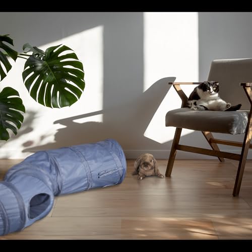 Relaxdays Katzentunnel, Faltbare Katzenröhre, S-Form, HBT: 25 x 131,5 x 35 cm, Spieltunnel, 4 Ausgänge, Polyester, grau