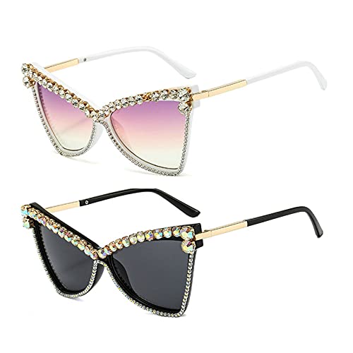 willochra Diamond Cat Eye Sunglasses Women Rhinestone Oversized Sunglasses Men 2021 Eyewear Retro Glasses Vintage UV400