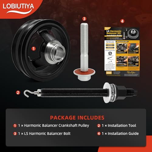 Image of 19300488 594-209 LS Harmonic Balancer Kit with Installation Tool and Crank Bolt,For Chevy Silverado Tahoe Sierra Yukon 4.8L 5.3L 6.0L 6.2L Engine Crankshaft Pulley Replacement 12553112