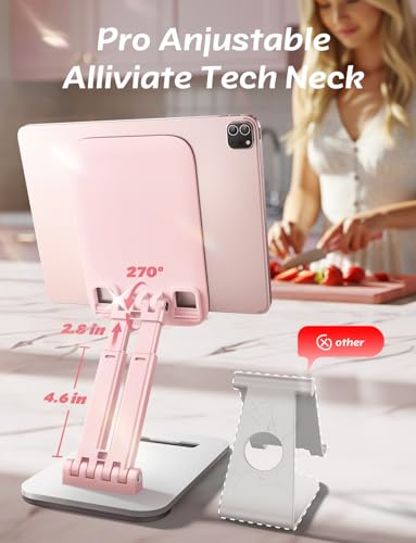 Image of LISEN Tablet Stand for iPad Stand Holder Desk, Foldable eBook Readers Desk Accessories Fits Kindle 4-15.9 inch Pink