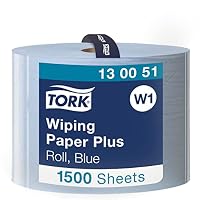 Tork 130051 Starke Mehrzweck Papierwischtücher für W1 Bodenständer- und Wandhalter-System / 2-lagige Putzrolle in Blau / Premium Qualität / 1 x 510 m