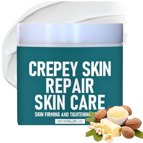 Crepey Skin Repair Treatment Skin Tightening Cream for Face Firming Cream with Hyaluronic Acid & Shea Butter to Deeply Moisturize & Tighten Wrinkly Dry Crepe Skin Day & Night Moisturiser 8oz