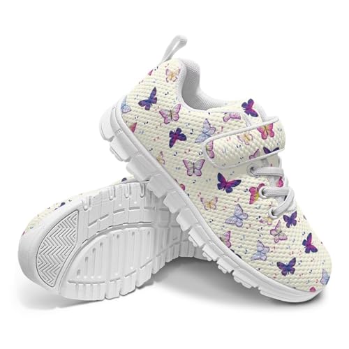 Howilath Butterfly Print Sneakers for Kids Girls Tennis Shoes Non-Slip Mesh Sneakers with Single Buckle4