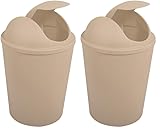MSV Mülleimer AKO 5,5l mit beigem Klappdeckel, 5,5 L (Packung mit 2)