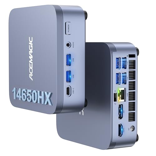 Image of ACEMAGIC M5 Mini PC i7-14650HX(Beat i5,16C /24T,30MB Smart Cache,up to 5.2GHz), 32GB DDR4 1TB NVMe PCIe4.0 SSD Mini Computers, Pre-Installed Win11Pro BT5.2 WiFi6 Desktop, Support Triple 4K Display