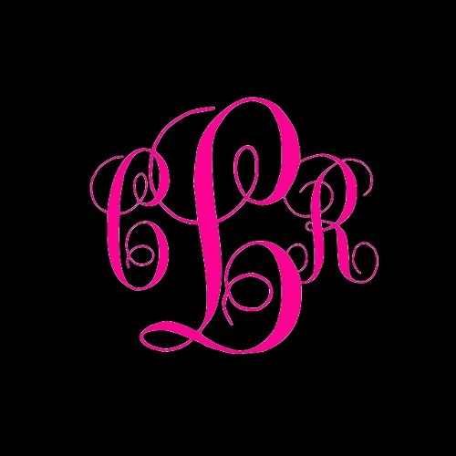 Vine Monogram 3 Initials Custom Sticker Decal Notebook Car Laptop 5" (Pink)