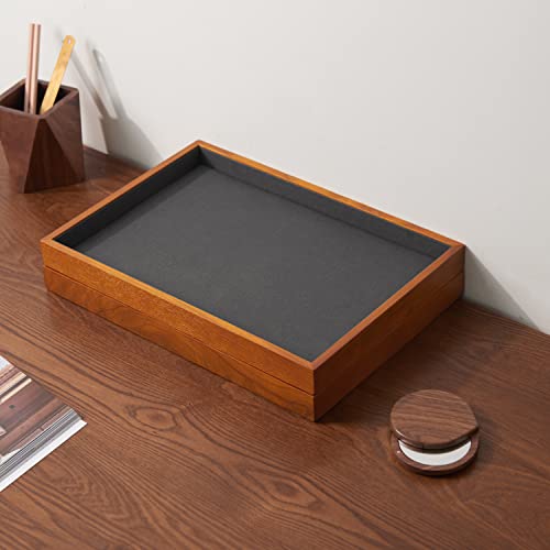 Oirlv Wood Flat Jewelry Tray Stackable Jewelry Drawer Organizer Showcase Jewelry Holder thumb #6