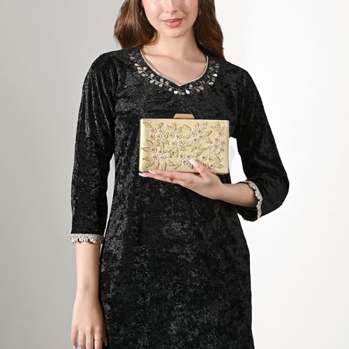 Image of Lavie Signature Women's Ogden Embroyidery Handle Framed Clutch|Ladies Purse |Gift For Women