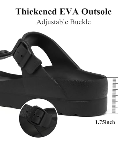 Image of Haifago Women's Platform Sandals with Arch Support, Summer Beach Slides Adjustable Buckle Comfortable Lightweight EVA Slip on Slide