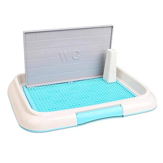 Volwco Bandeja WC para perros Inodoro Mascota cachorro Malla Bandeja Potty Training Soporte de almohadilla Bandejas de inodoro de protección para el piso con pared y columna de simulación