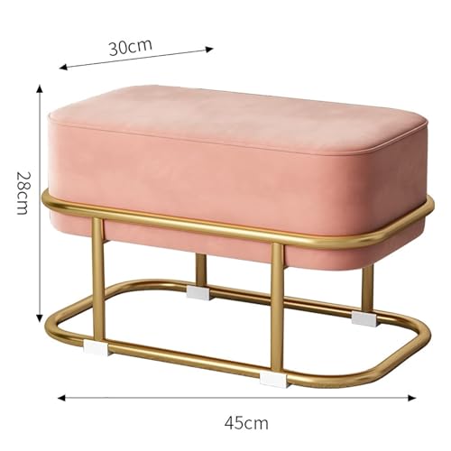 Taburete de tocador rectangular en terciopelo con patas doradas para dormitorio 3