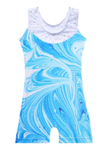 Leotards for Girls Gymnastics Toddler Dance Biketards Mermaid Unicorn Athletic Dance Wear Shiny Rainbow Blue Hotpink
