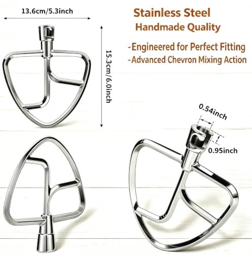 FavorKit Stainless Steel Flat Beater for KitchenAid Tilt-Head Mixers | Polished Paddle Attachment for 4.5-5 Quart Tilt-Head Mixers,Premium K45B Replacement,Dishwasher Safe Pastry Blade Accessory - image 7
