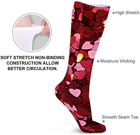 Calzini Con Cuori Per Donna - Calze In Cotone Bianco Con Motivo Cuoricini Rossi, Taglia 10 - Foto 12