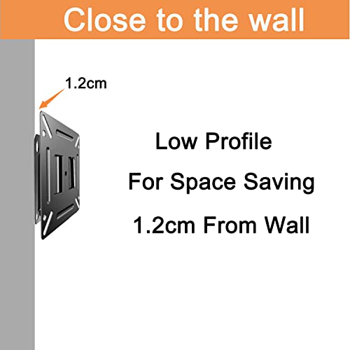Image of Monitor Wall Mount for Most 14-24 inch TVs, Universal Camper Small TV Wall Mount Bracket Fixed RV TV Mount Max Load 33lbs VESA up to 100x100mm 17 19 22 23 inch Low Profile Computer Monitor Mounts