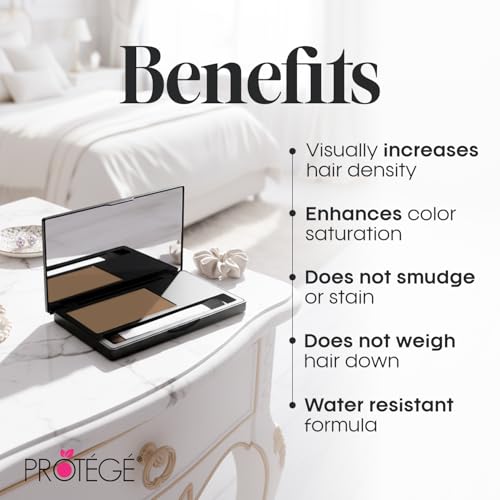 Premium Root Touch-Up Hair Color Powder for Women - Gray Coverage Hairline Concealer Light Brown - Built-in Applicator Brush - Long Lasting Sweat & Water Resistant Natural Quick Dry