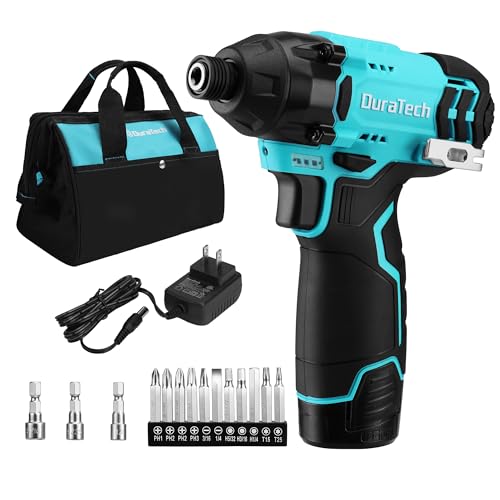 DURATECH 12V Cordless Impact Driver, 1/4” Electric Impact Driver with 11pcs Screwdriver Bits, 3pcs...