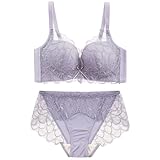 [チャーメイクボディ] anan掲載モデル ブラジャー ショーツ 脇高 ノンワイヤー ふわっとスリムブラ (ラベンダー, L)