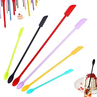 6 Pcs Double Head Silicone Spatula Set, Skincare Spatula with Spoon, Multifunction Mini Spatula Lotion Stirrer for Jar, Beauty Cosmetics, Kitchen Bottles(Corlourful, 3 Sizes)