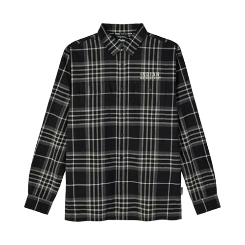 Indian Motorcycle Men's San Antonio Plaid Shirt, Black