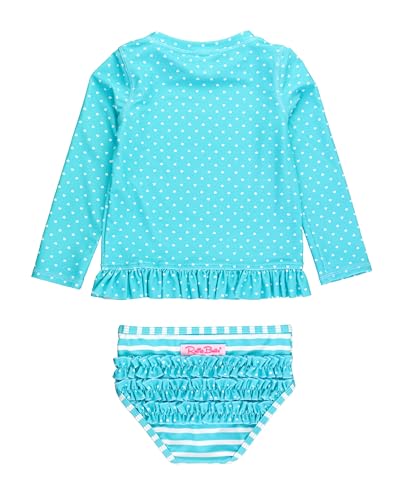 Image of RuffleButts Baby /Toddler Girls Long Sleeve Rash Guard UPF50+ Sun Protected Bikini Swimsuit