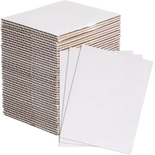 Image of 50 Pack Corrugated Cardboard Sheets Flat Hard Cardboard Inserts Back to School Classroom Supplies Flat Squares Separators for Shipping, Mailing, Packing, Art Projects, DIY Crafts(3.5x4.5 Inch,White)