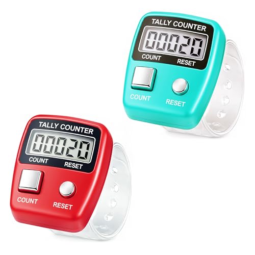 Image of GLUN Pack of 2 Finger Shipping Packet Counter, 5-Digit Counting LCD Display Device, Ring Electronic Digital Finger Counter for Ecommerce Sellers & Various Counting Use (Random Colour)